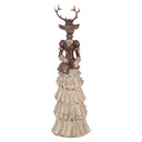 Décoration Cerf Marron Rouge 13x11x41 cm