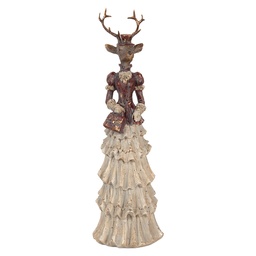 [6PR6459] Décoration Cerf Marron Rouge 13x11x41 cm