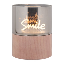 [6CA0006] Tealight holder with LED Brown Ø 8x10 cm / 3xAAA