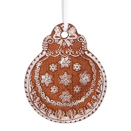 [6PR5319] Décoration pendentif Boule de Noël Marron Blanc 8x2x10 cm