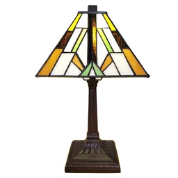 [5LL-6109] Lampe de table Tiffany Marron 20x20x34 cm E14/max 1x25W
