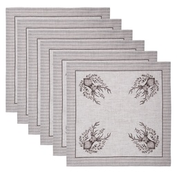 [GTW43] Napkins Cotton Set of 6 Beige Brown 40x40 cm