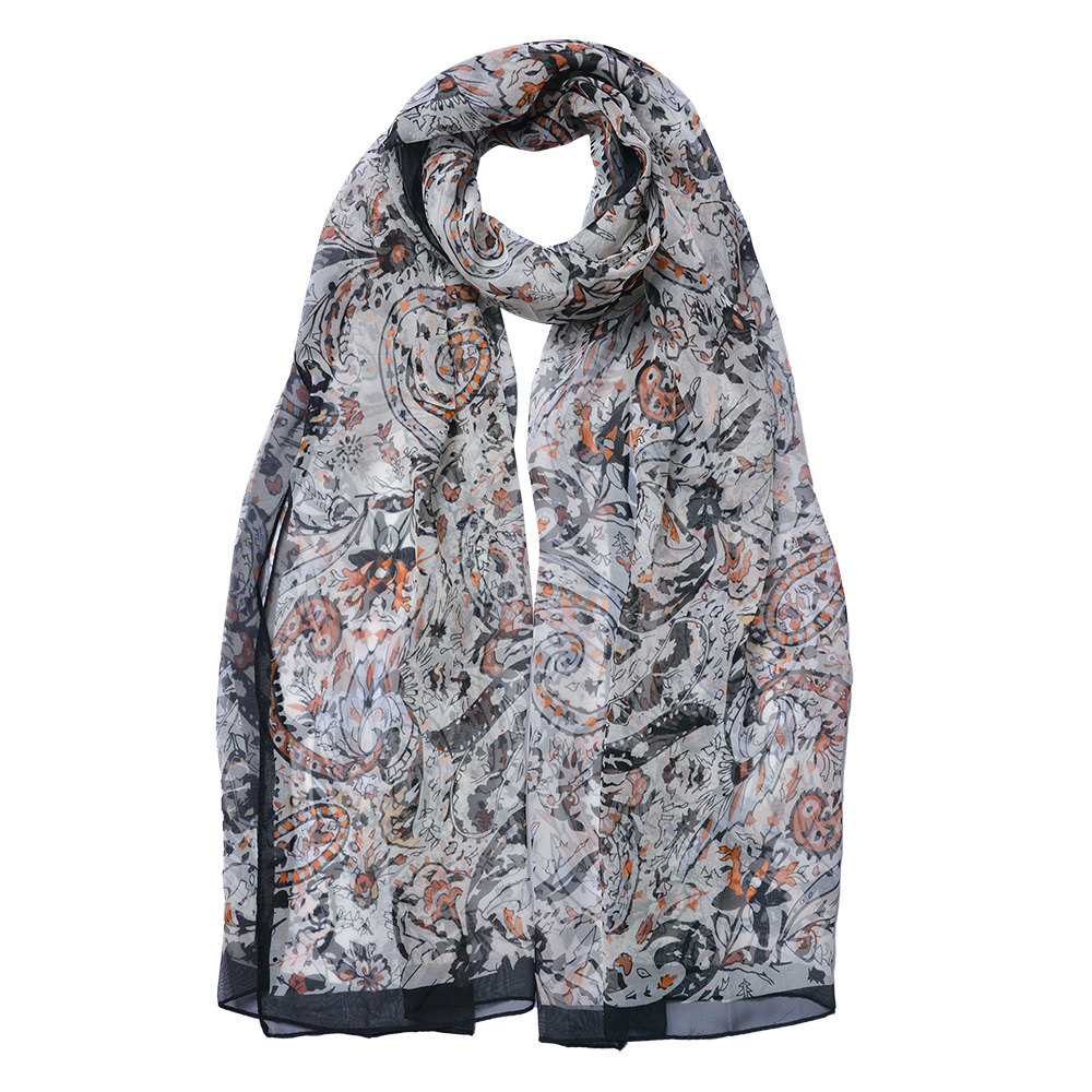 Schal Damen Muster Schwarz 50x160 cm