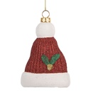 Ciondolo Decorativo Cappello da Babbo Natale Rosso Bianco 7x4x10 cm