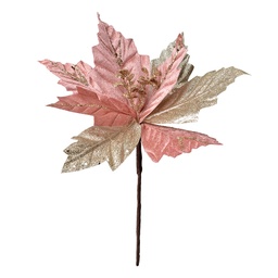 [65824] Decorazione Natale Fiore Rosa Color oro Ø 24x27 cm