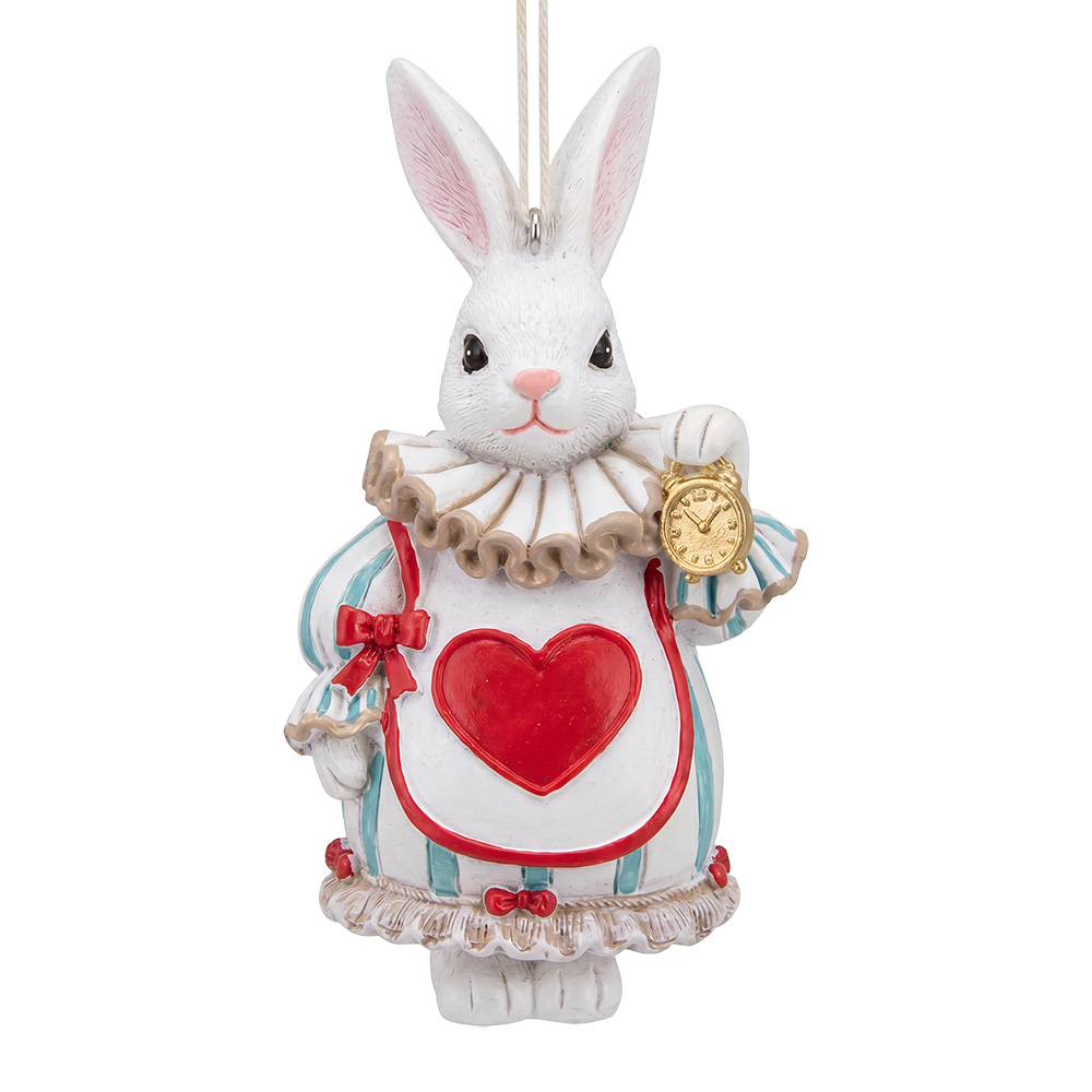 Pendentif décoratif Lapin Blanc Rouge 6x5x10 cm