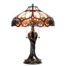 [5LL-5583] Lampe de table Tiffany Beige Rouge Ø 41x56 cm E27/max 2x60W