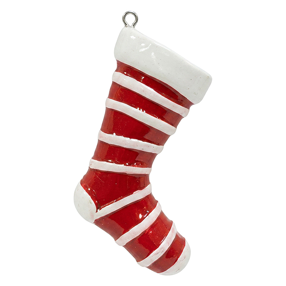 Christmas Bauble White Red 9x4x14 cm