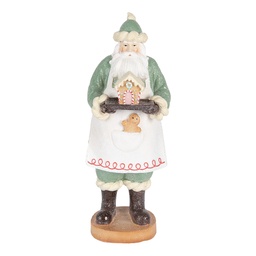 [6PR5528] Decorazione Natalizie Babbo Natale Verde Bianco 11x11x30 cm