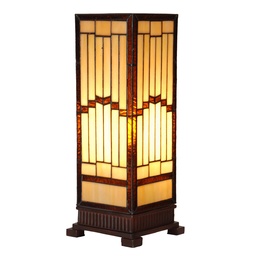 [5LL-6358] Lampe de table Tiffany Beige Marron 17x17x44 cm E27/max 1x40W