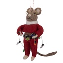 Decoration hanger Felt mouse Red Brown 5x7x13 cm