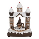Spieldose Haus/Weihnachtsbaum LED Braun Weiß 20x11x27 cm