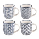 Set di tazze da 4 Bianco Blu 13x8x9 cm / 300 ml