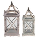 Lantern (2) Grey 33x33x73 / 25x25x56 cm