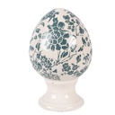 Uovo decorativo su piede Beige Verde Ø 9x14 cm