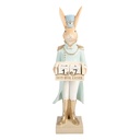 Décoration Lapin Beige Bleu 9x10x32 cm