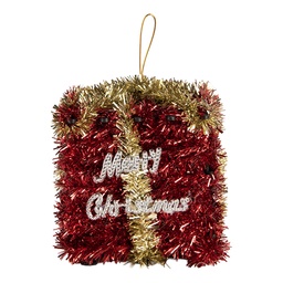 [66617] Decoratie hanger cadeautje 9x9x10 cm