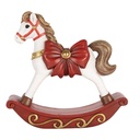 Décoration cheval à bascule Blanc Rouge 17x5x18 cm