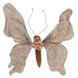[65954] Décoration de Noël Papillon Beige 33x6x31 cm