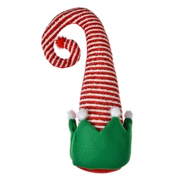 [66198] Décoration Noël Chapeau de lutin de Noël Rouge Vert 17x8x35 cm