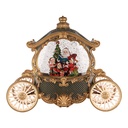 Spieldose Kutsche mit Weihnachtsmann LED Grün Goldfarbig 26x11x20 cm / 3xAA