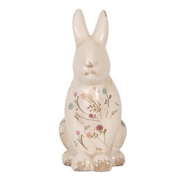 [6CE1958L] Image de décoration Lapin Beige Rose 16x12x28 cm