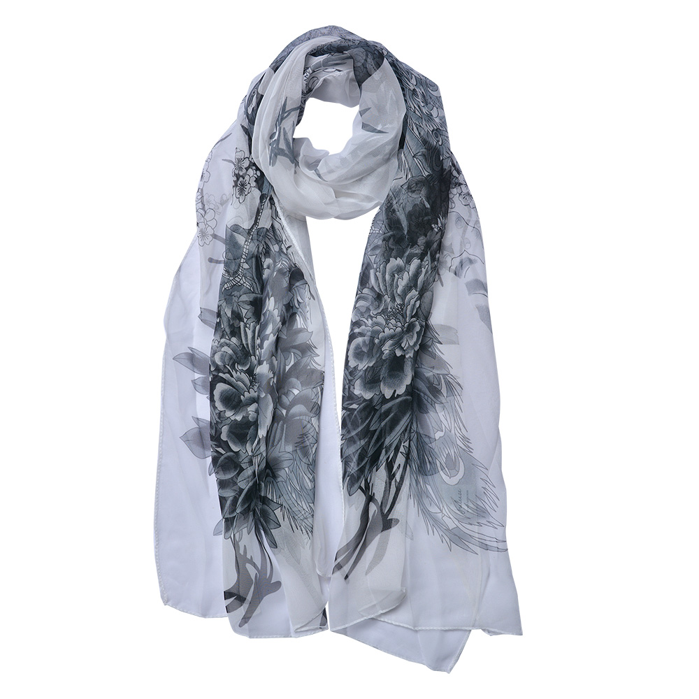 Foulard Donna Stampato Bianco 50x160 cm