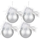 Christmas Bauble Silver, White set 4 Ø 10x10 cm