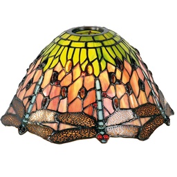[5LL-8827] Paralume Tiffany Verde, Rosso Ø 25x15 cm / KH 6 cm
