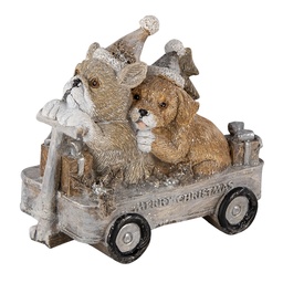 [6PR4637] Statue Natalizie Cani Grigio, Marrone 10x6x9 cm