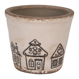 [6CE2123S] Blumentopf für Innen Beige Schwarz Ø 12x11 cm