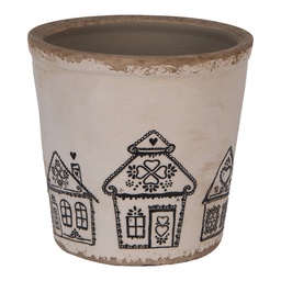 [6CE2123L] Blumentopf für Innen Beige Schwarz Ø 17x16 cm