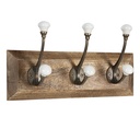 Wandgarderobe 3 Haken Braun Weiß 30x8x10 cm