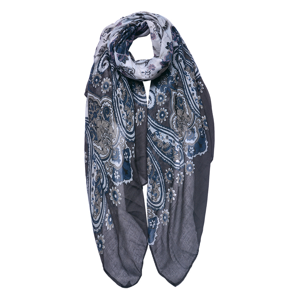 Foulard femme impirmée Gris 90x180 cm