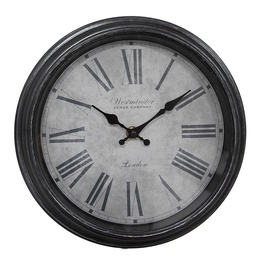 [6KL0804] Horloge murale Noir Gris Ø 25x4 cm / 1xAA