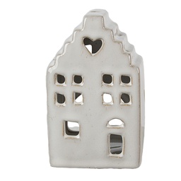 [6CE1588S] Tealight Holder Christmas House Beige 7x6x11 cm