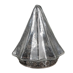 [6GL4570ZI] Decorazione Natalizie Albero di natale con LED Color argento Ø 14x16 cm / 2xAAA