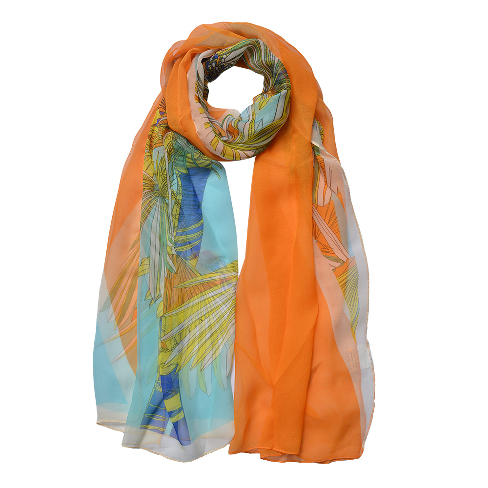 Foulard Donna Stampato Arancio 50x160 cm