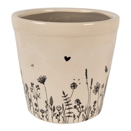 [6CEFAF0001XL] Flower Pot Inside Beige, Black Ø 21x20 cm