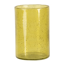 [6GL3026GR] Portacandele in Vetro Giallo Ø 10x15 cm