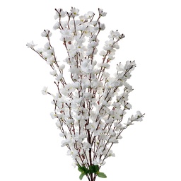 [5PL0127W] Deko Ast mit Blumen Weiß 40x10x100 cm