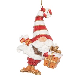 [6PR5301] Decorazione pendente Babbo Natale Rosso Bianco 8x4x10 cm