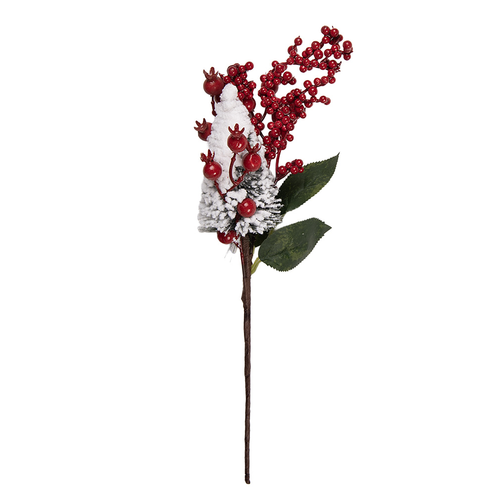 Rami Artificiali Decorazione Natale Rosso Bianco 9x8x36 cm