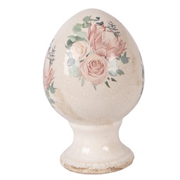 [6CE2393S] Décoration uf sur pied Beige Rose Ø 9x14 cm
