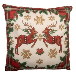 [KT021.465] Housse de coussin Beige Rouge 45x45 cm