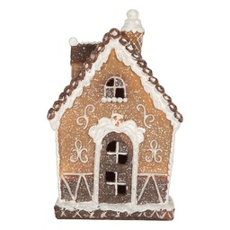 [6PR5827] Decoration House with LED Brown White 13x9x20 cm