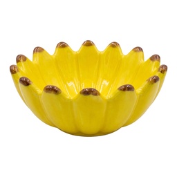 [6CE2508] Plat décoratif Fleur Jaune Marron Ø 14x8 cm