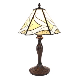 [5LL-6189] Lampe de table Tiffany Beige, Blanc Ø 31x43 cm E27/max 1x60W