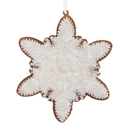 [6PR5352] Décoration pendante Flocon de neige Blanc Marron 9x1x10 cm