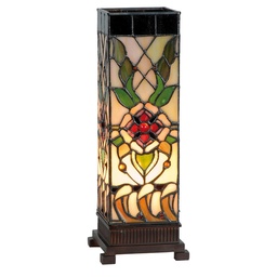 [5LL-9234] Lampe de table Tiffany Beige, Vert 12x12x35 cm E14/max 1x40W